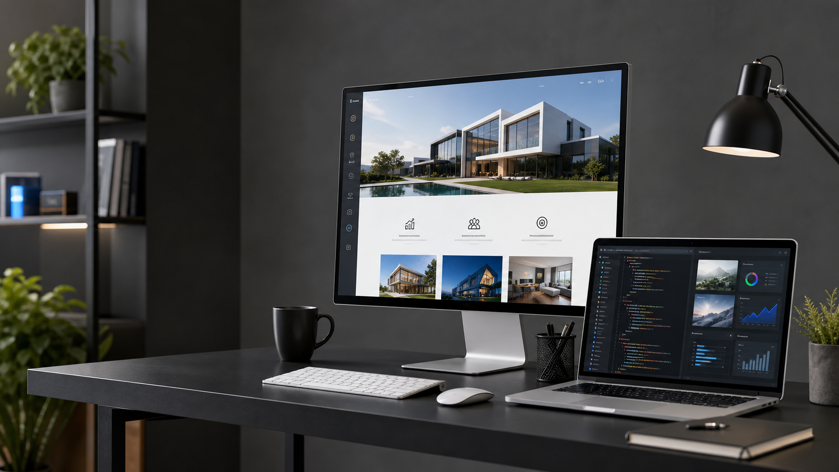 Professional website design workspace